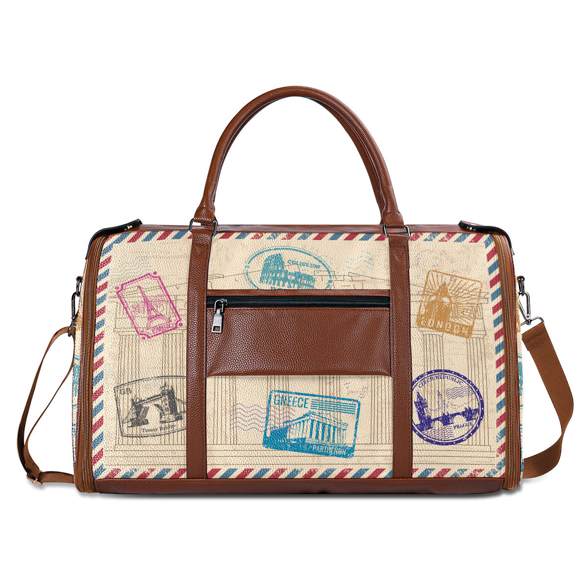 Let The Adventure Begin - Personalized Leather Duffle Bag SBDBHA37