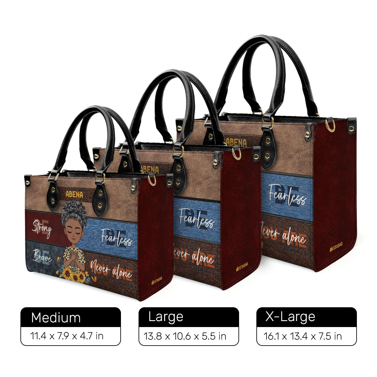 Be Strong Be Brave Be Fearless - Personalized Leather Handbag SBLHBLM1135L