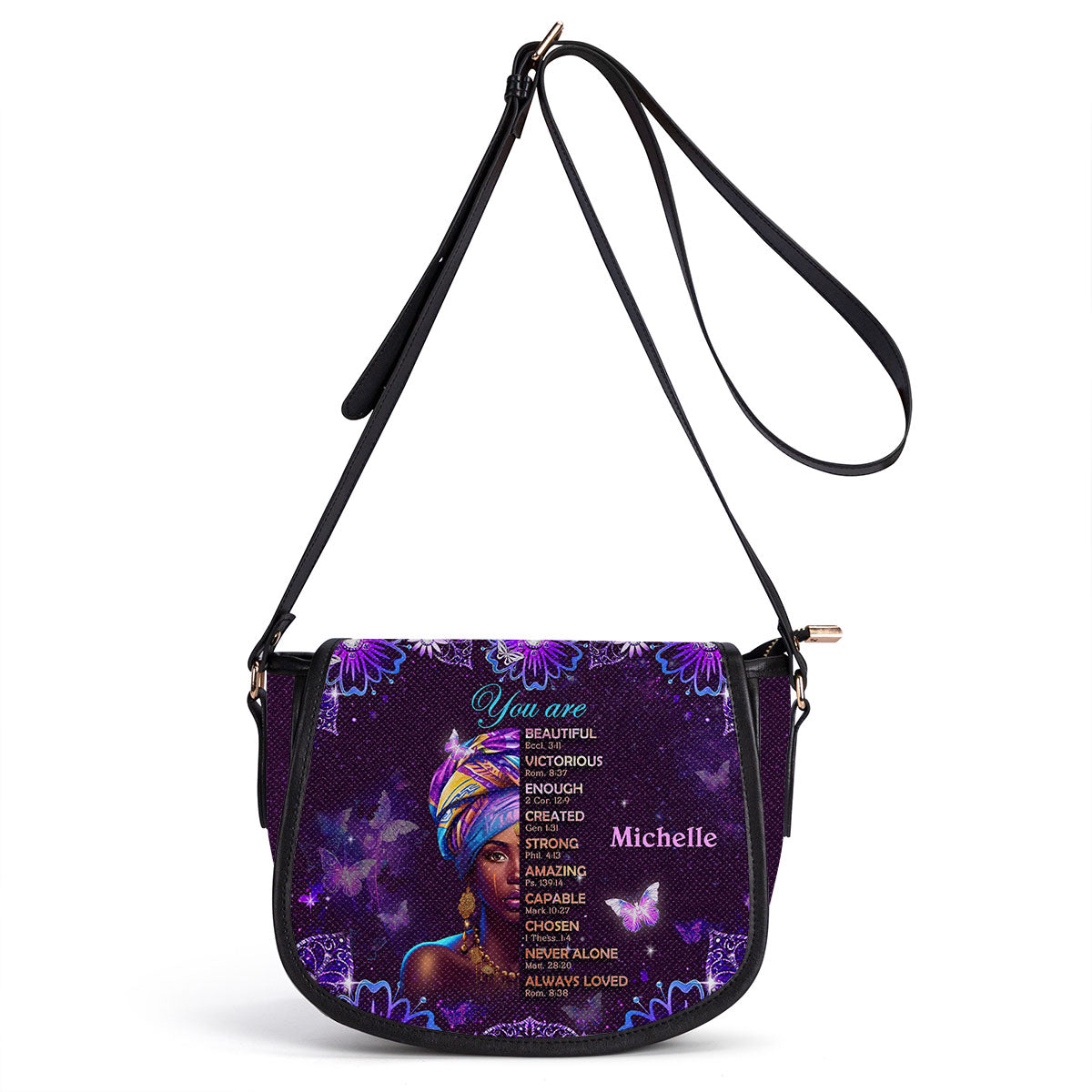 God Says You Are- Personalized Leather Saddle Cross Body Bag MB32