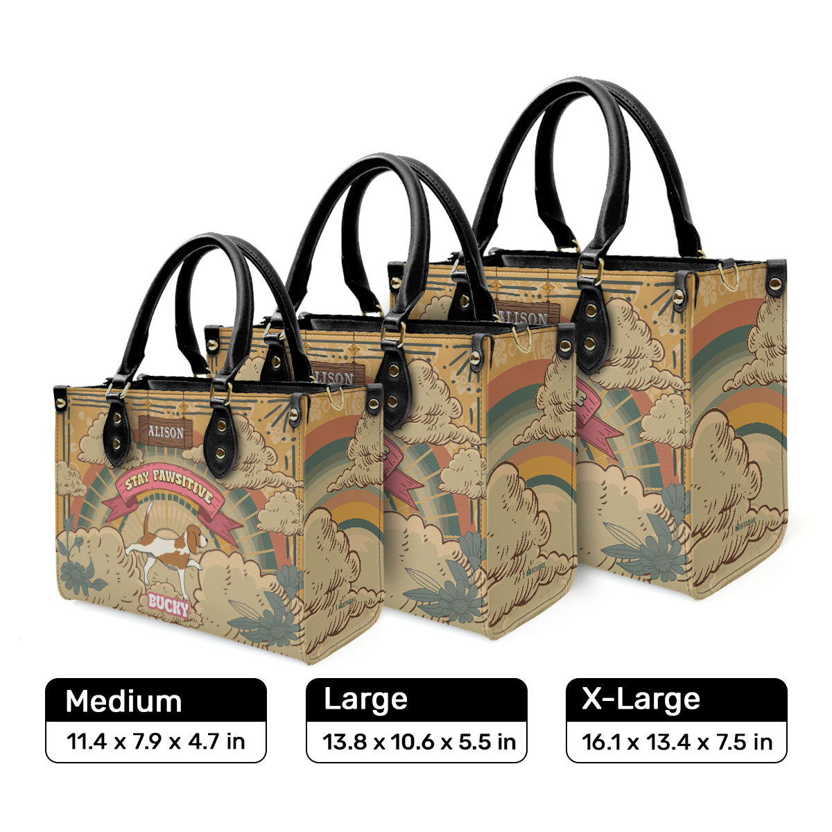 Stay Pawsitive - Personalized Leather Hand Bag SBLHBHA29