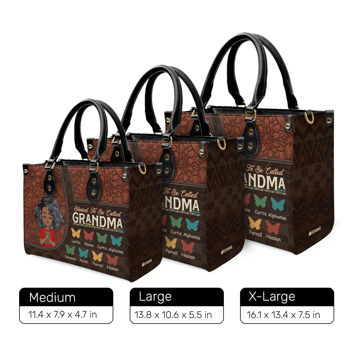 Blessed To Be Called Grandma/Mom - Personalized Leather Handbag SBLHBLM1400L
