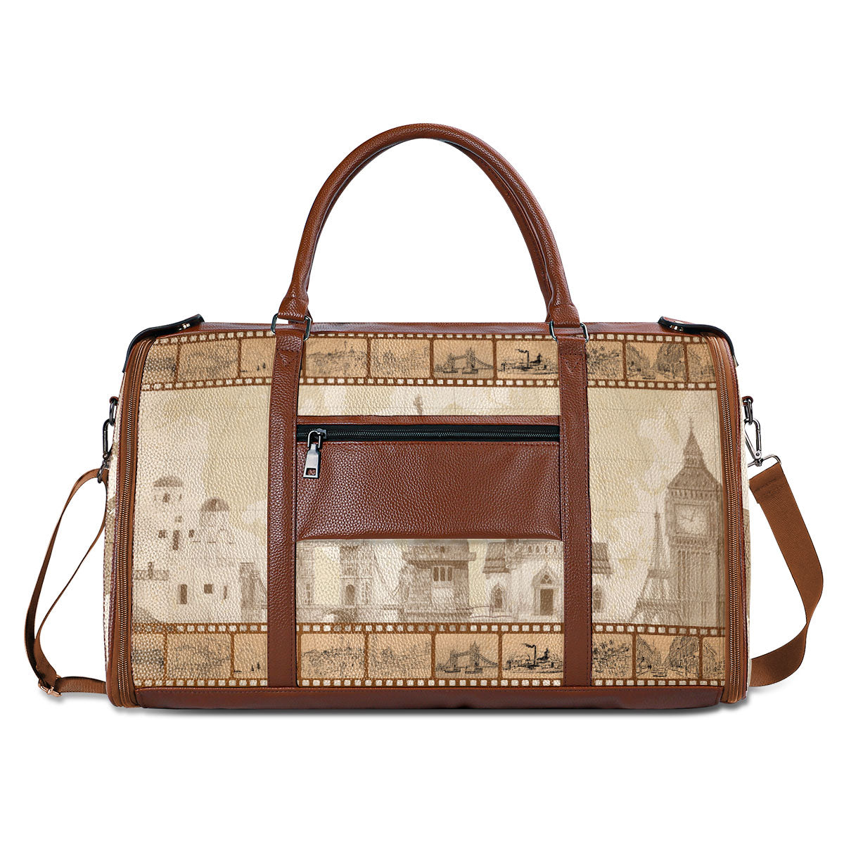 Catch Flights Not Feelings - Personalized Leather Duffle Bag SBDBHA33