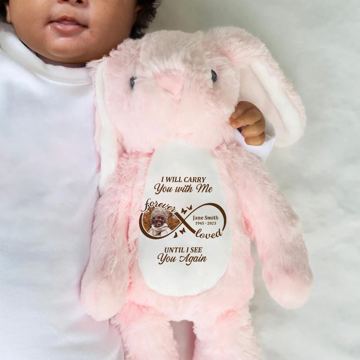 I Will Carry You With Me Until I See You Again - Personalized Stuffed Bunny