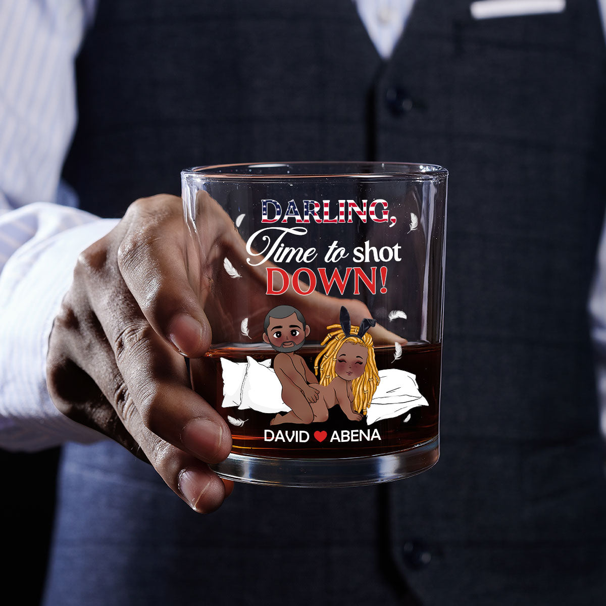 Time To Shot Down - Personalized Round Whiskey Glass