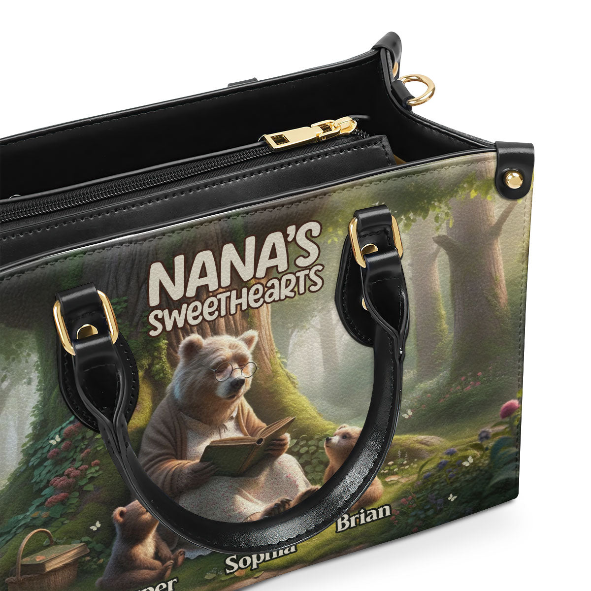 Nana's Sweethearts - Bears Personalized Leather Handbag STB76