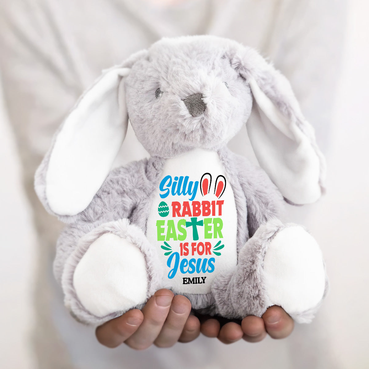 Silly Rabbit Easter Is For Jesus - Personalized Stuffed Bunny