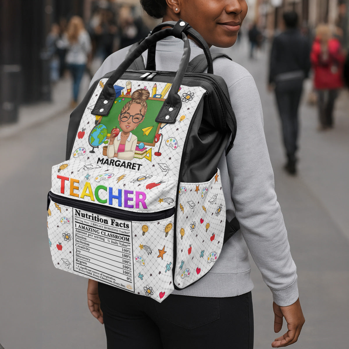 Teacher Nutrition Facts - Personalized Duckbilled Backpack