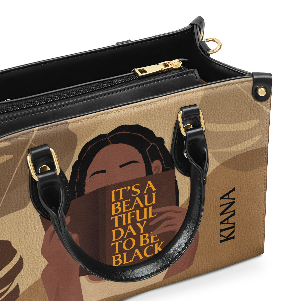 It Is A Beautiful Day To Be Black - Personalized Leather Hand Bag STB112
