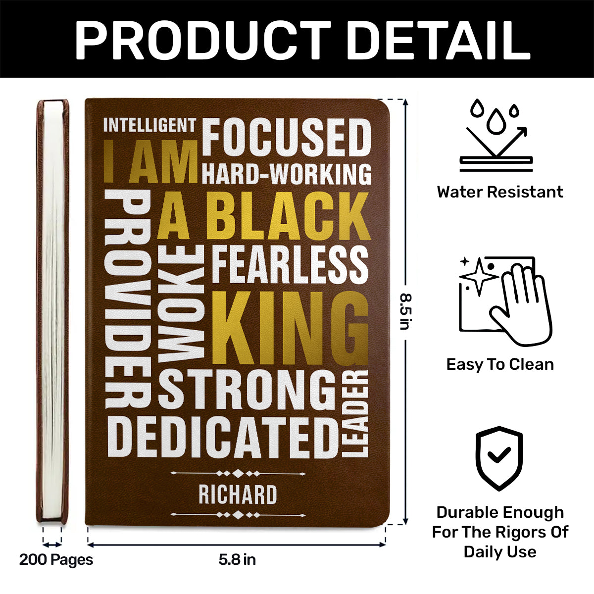 I Am A Black Queen - Personalized Leather Cover Notebook