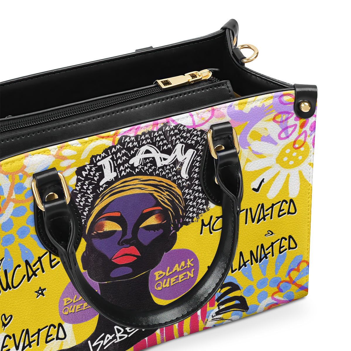 I Am Melanated - Personalized Leather Handbag SBLHBLL2398M