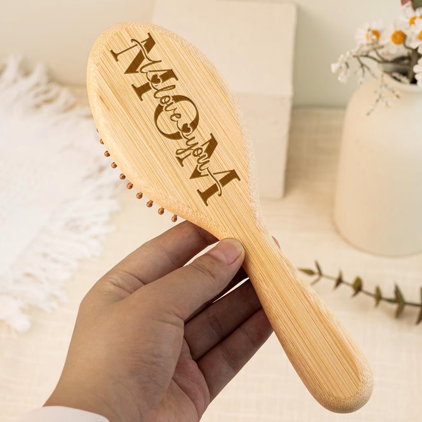 Mom, We Love You - Personalized Engraving Paddle Brush