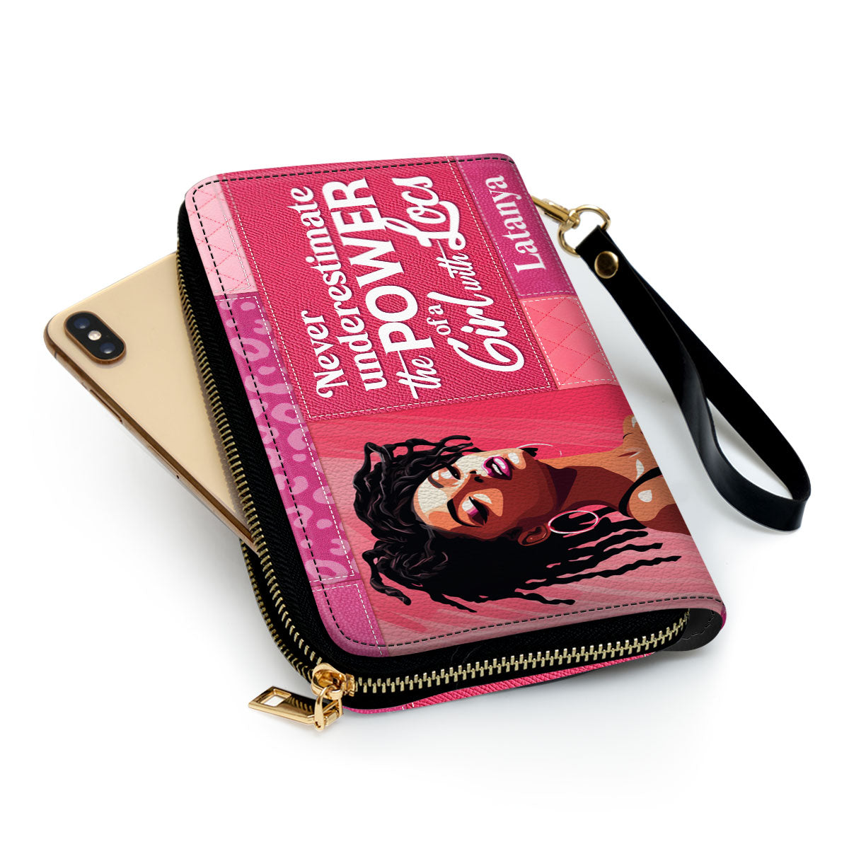Power Of A Girl With Locs - Personalized Leather Clutch Purse STB86