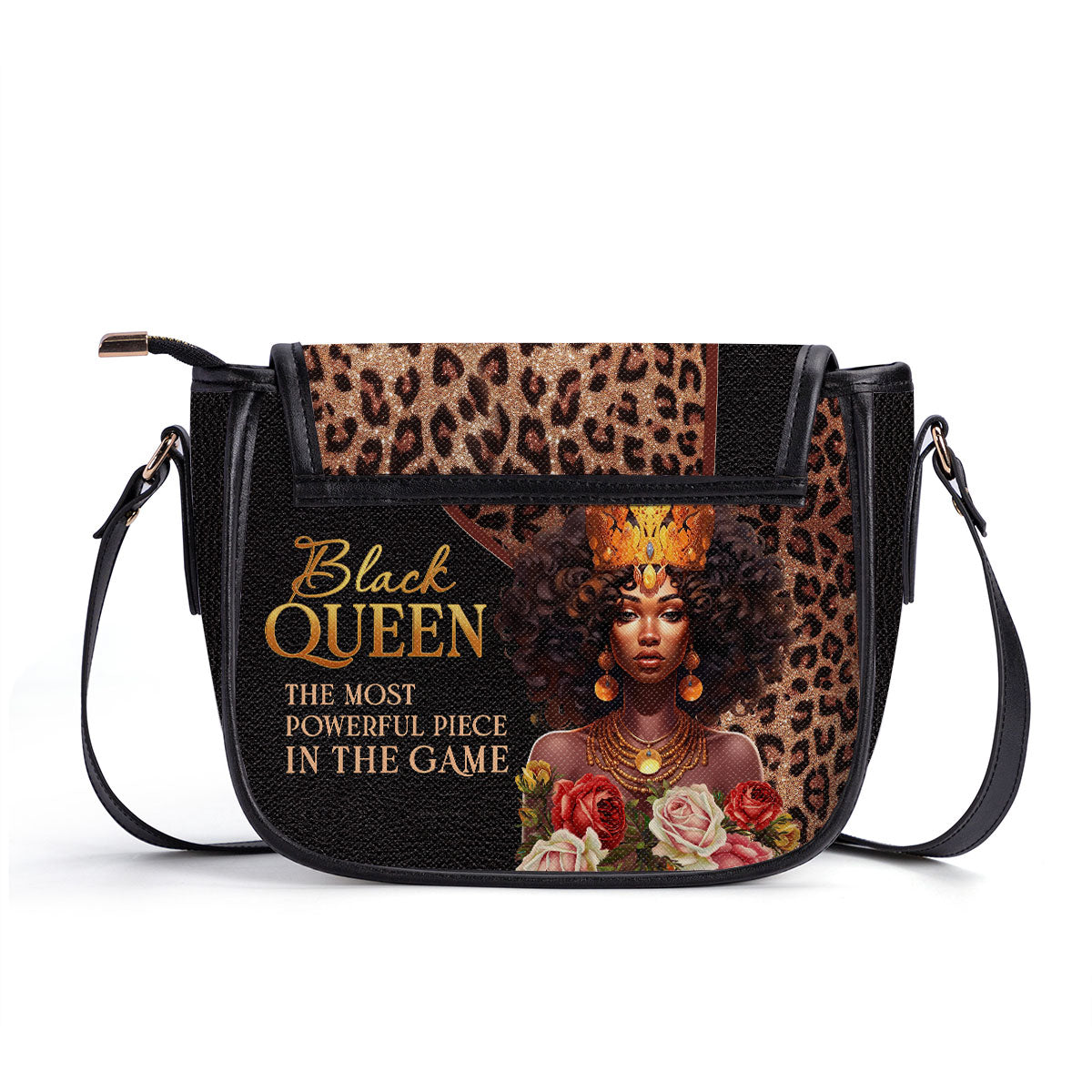 Black Queen is Powerfu- Personalized Leather Saddle Cross Body Bag MB24
