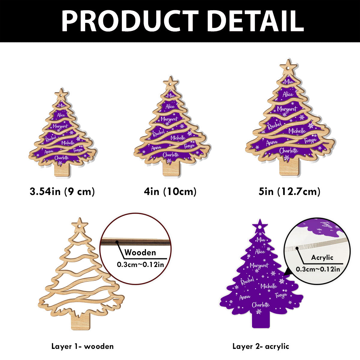 Christmas Tree - Personalized Wood & Acrylic Ornament