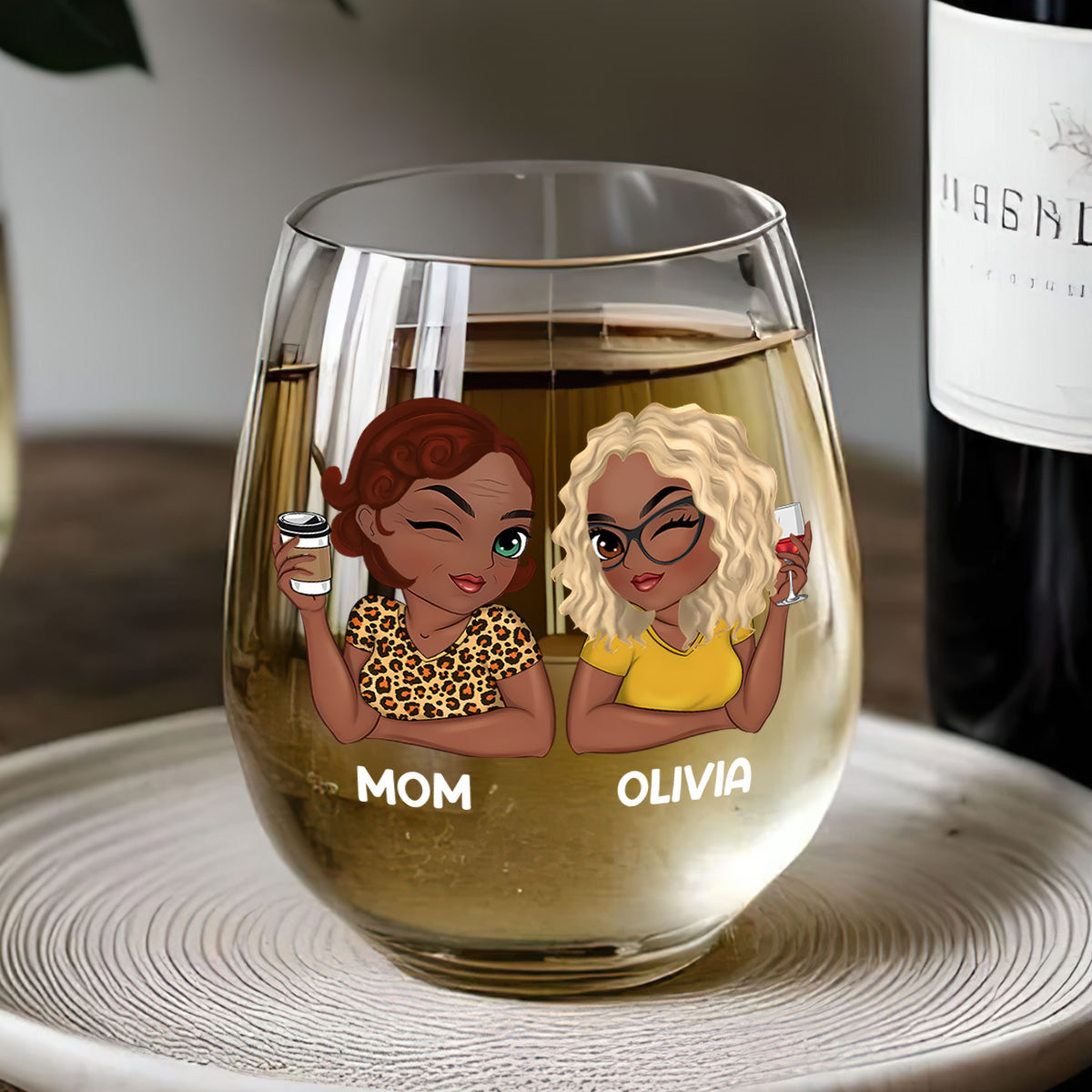 Like Mother Like Daughter Oh Crap - Personalized Stemless Wine Glass