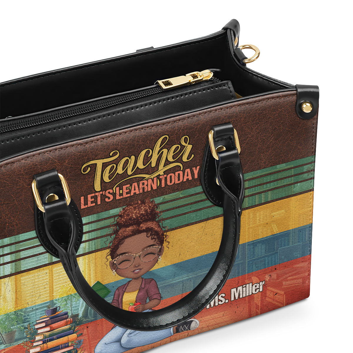 Teacher Let's Learn Today - Personalized Leather Handbag SBLHBLM1000D