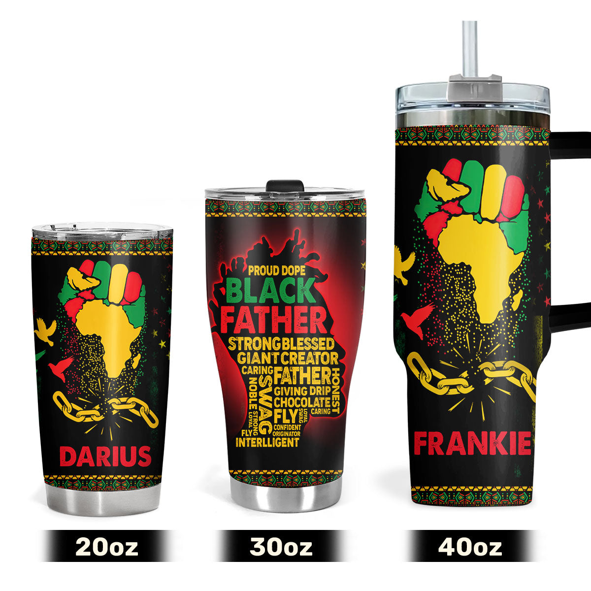Proud Black Father - Personalized Stainless Steel Tumbler