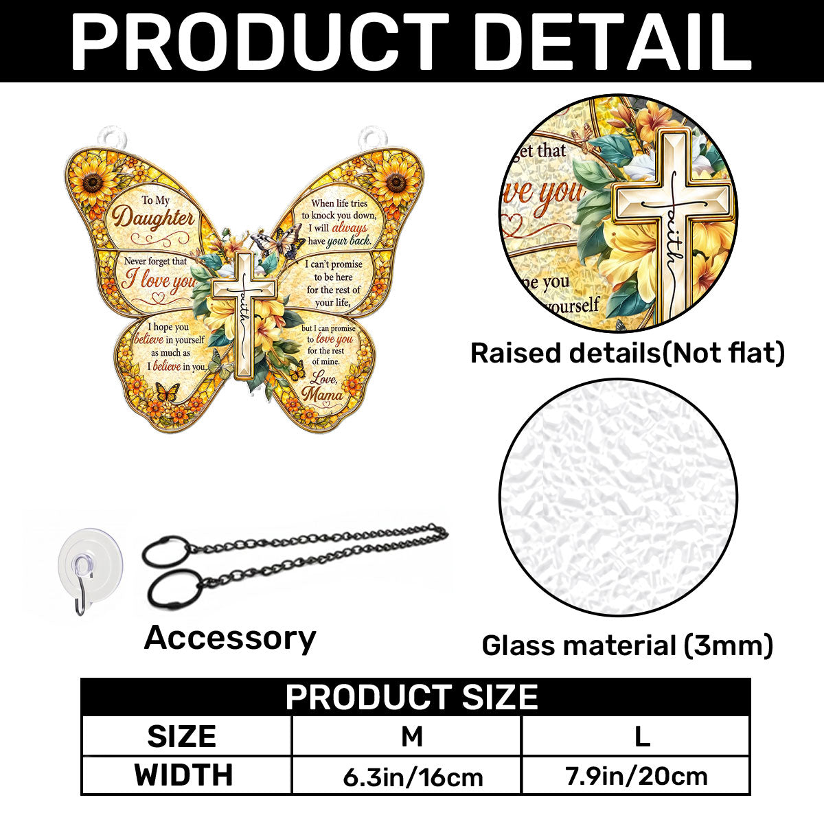 Never Forget That I Love You - Personalized 3D Custom Shape Stained Glass Suncatcher