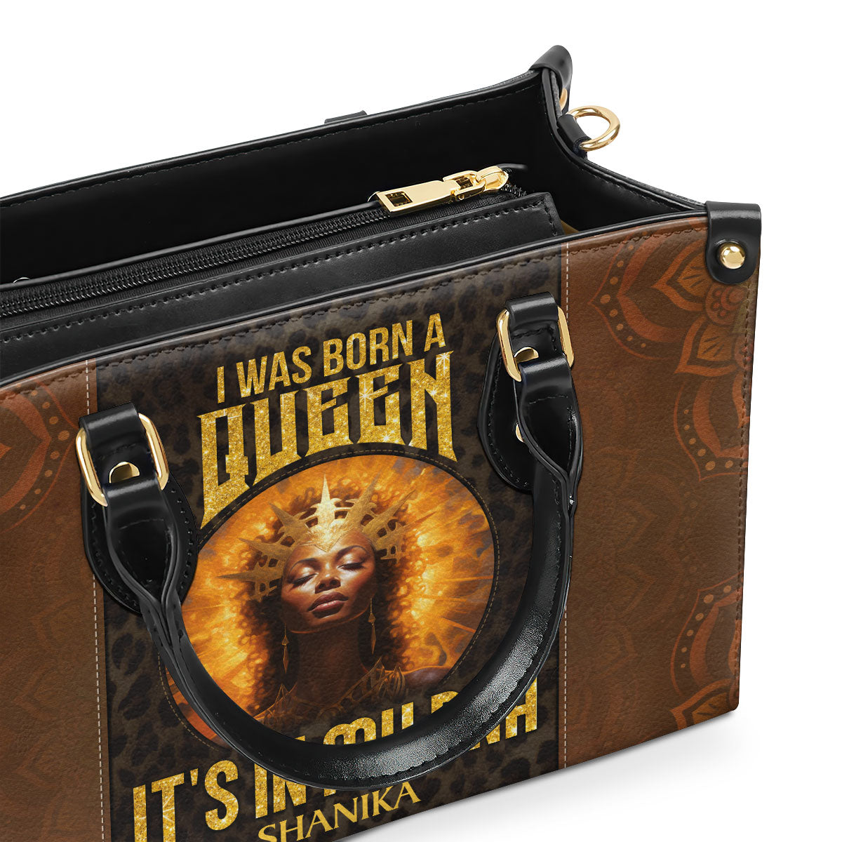 I Was Born A Queen - Personalized Leather Handbag STB151