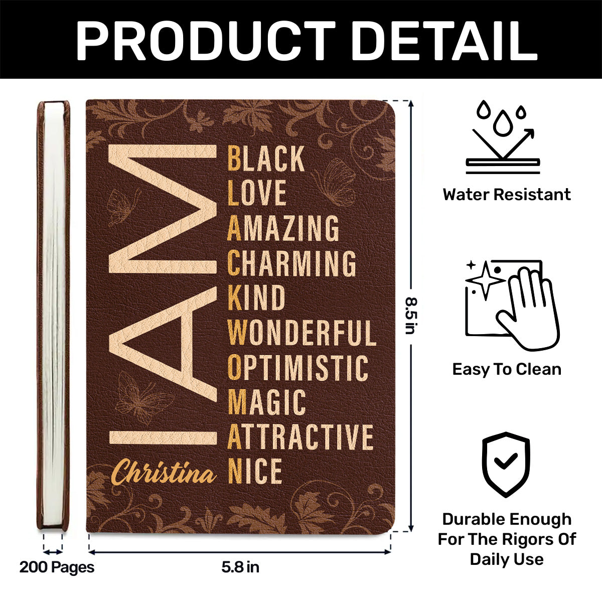 I Am Black Woman - Personalized Leather Cover Notebook
