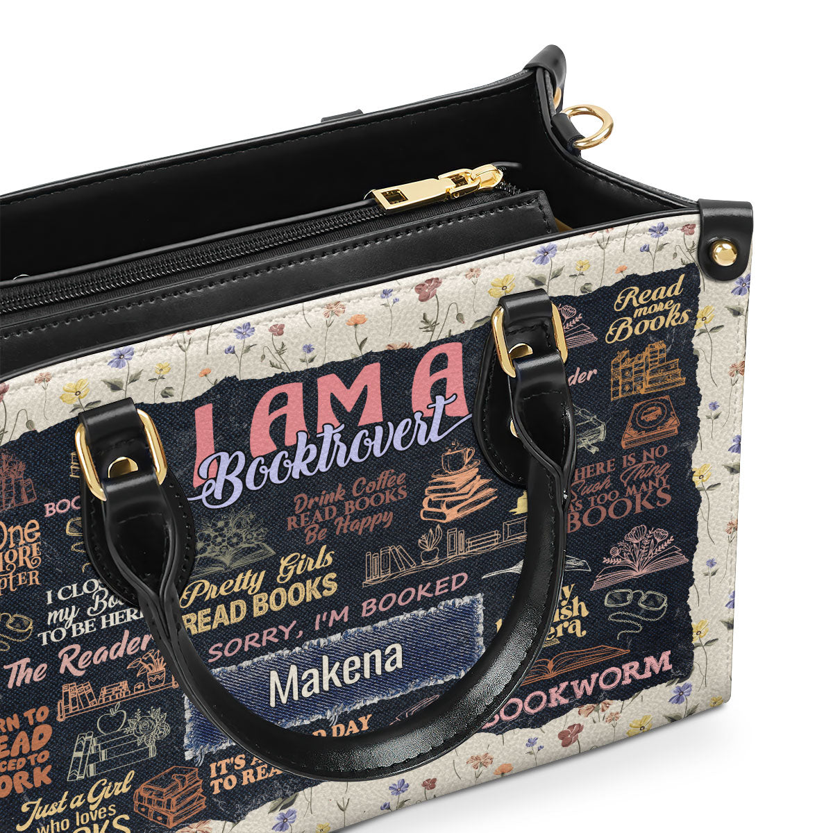 I Am A Booktrovert - Personalized Leather Handbag SBLHBLM965T