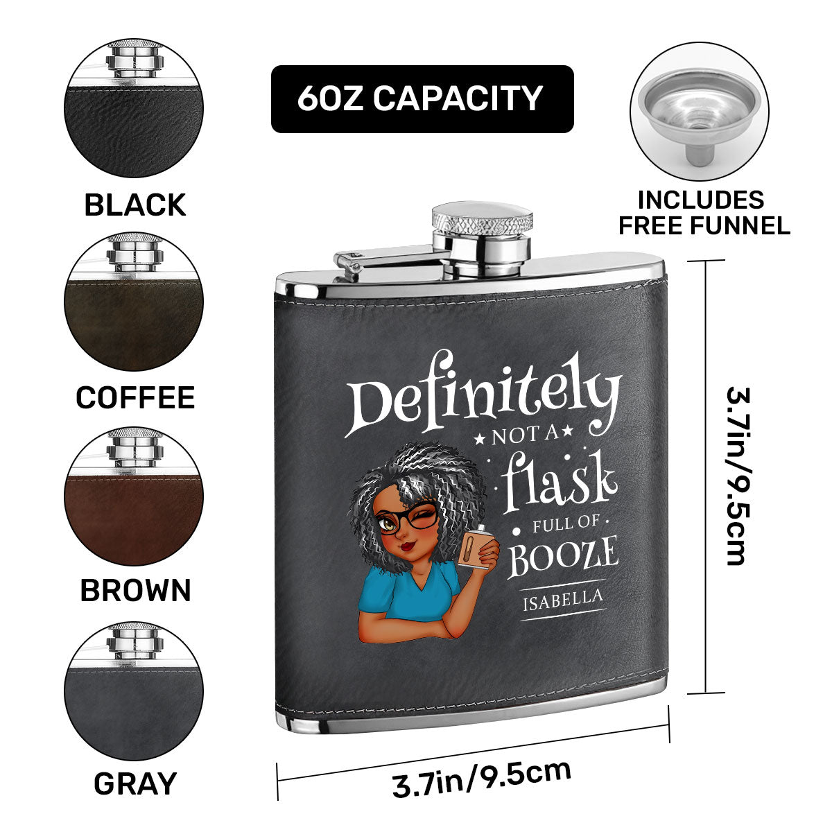 Definitely Not A Flask Full Of Booze - Personalized Leather Flask SBLFLALL2511L