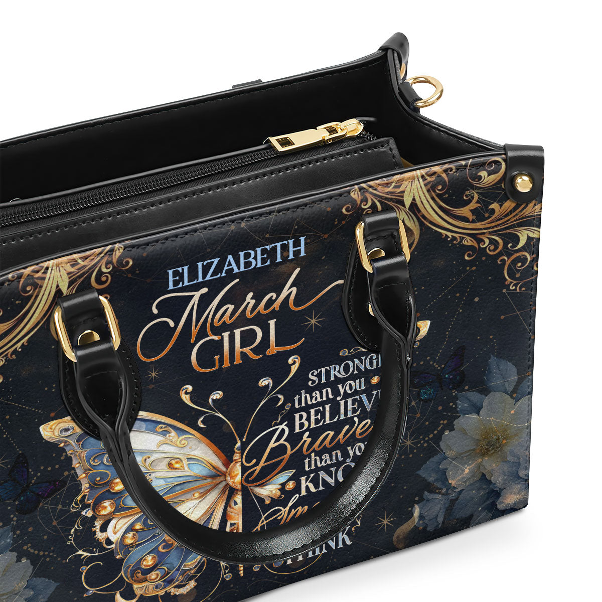 Month Girl - Stronger Than You Believe - Personalized Leather Handbag MB91