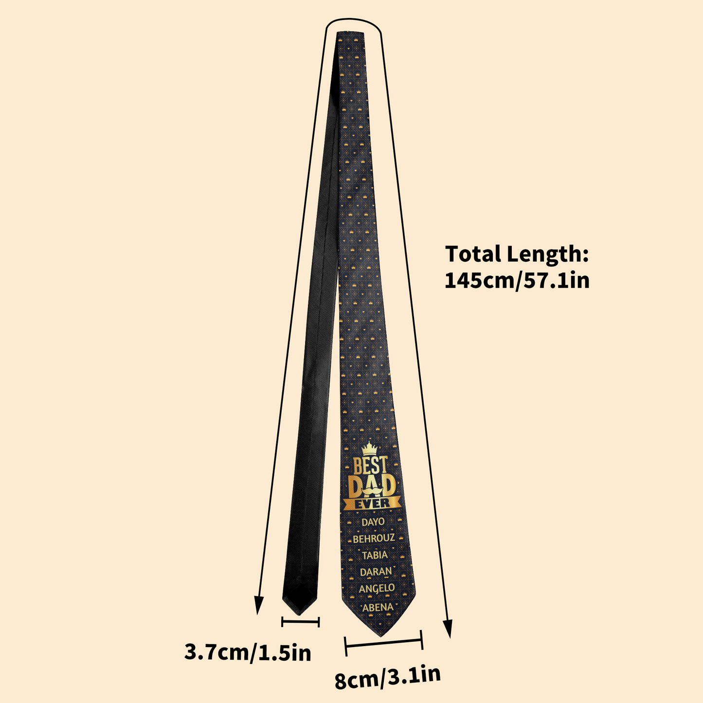 Best Dad Ever - Personalized Unisex Bandana Necktie SBUBNLM1803D