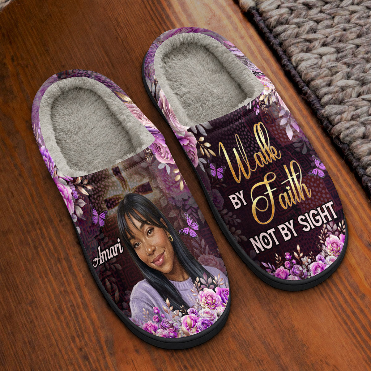 Walk By Faith Not By Sight - Personalized Flat Warm Slippers