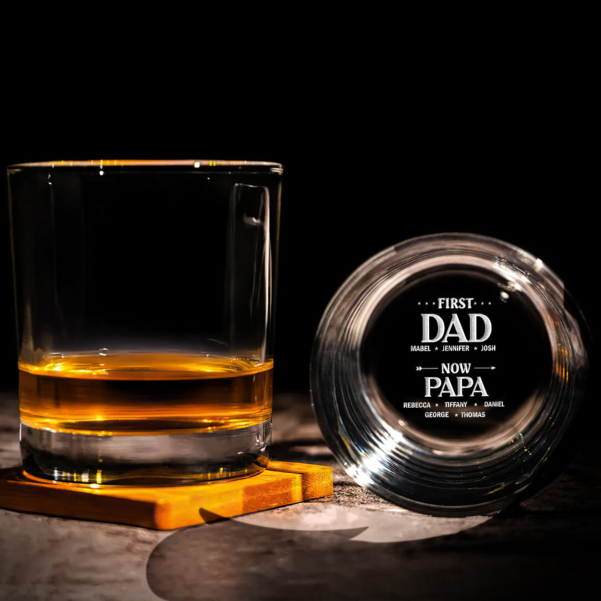 First Dad Now Papa - Personalized Engraved Whiskey Glass