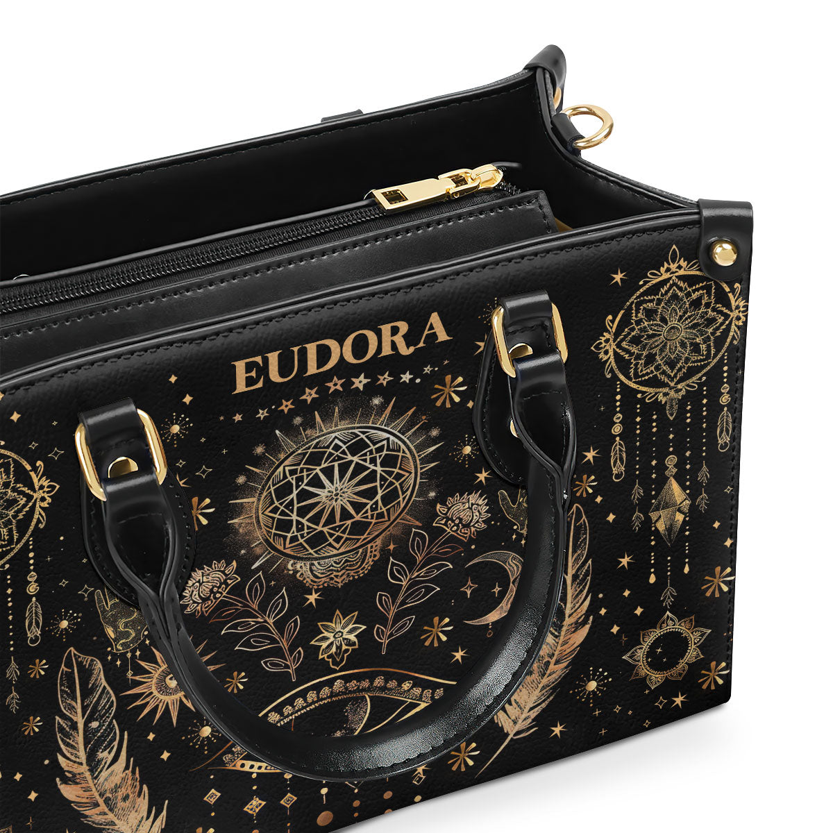 Mystic Moon And Sun - Personalized Leather Handbag SBLHBN09