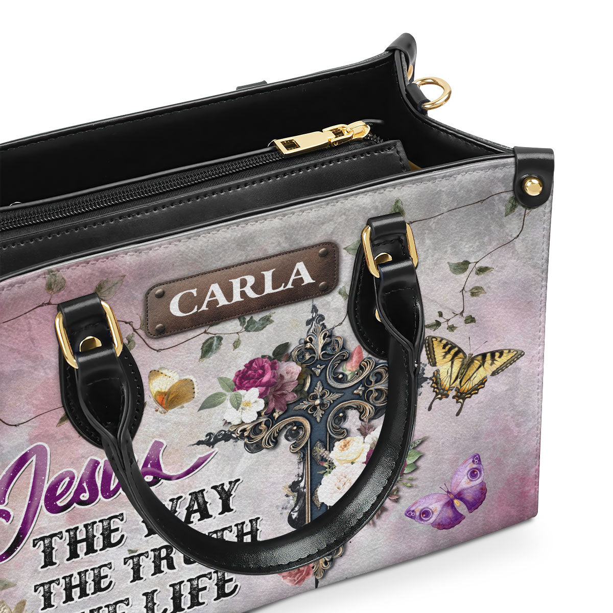 Jesus The Way The Truth The Life - Personalized Leather Handbag SBLHBLHA2310D