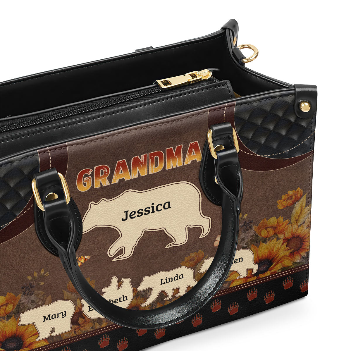 Mama/Mother Bear - Personalized Leather Handbag MB76