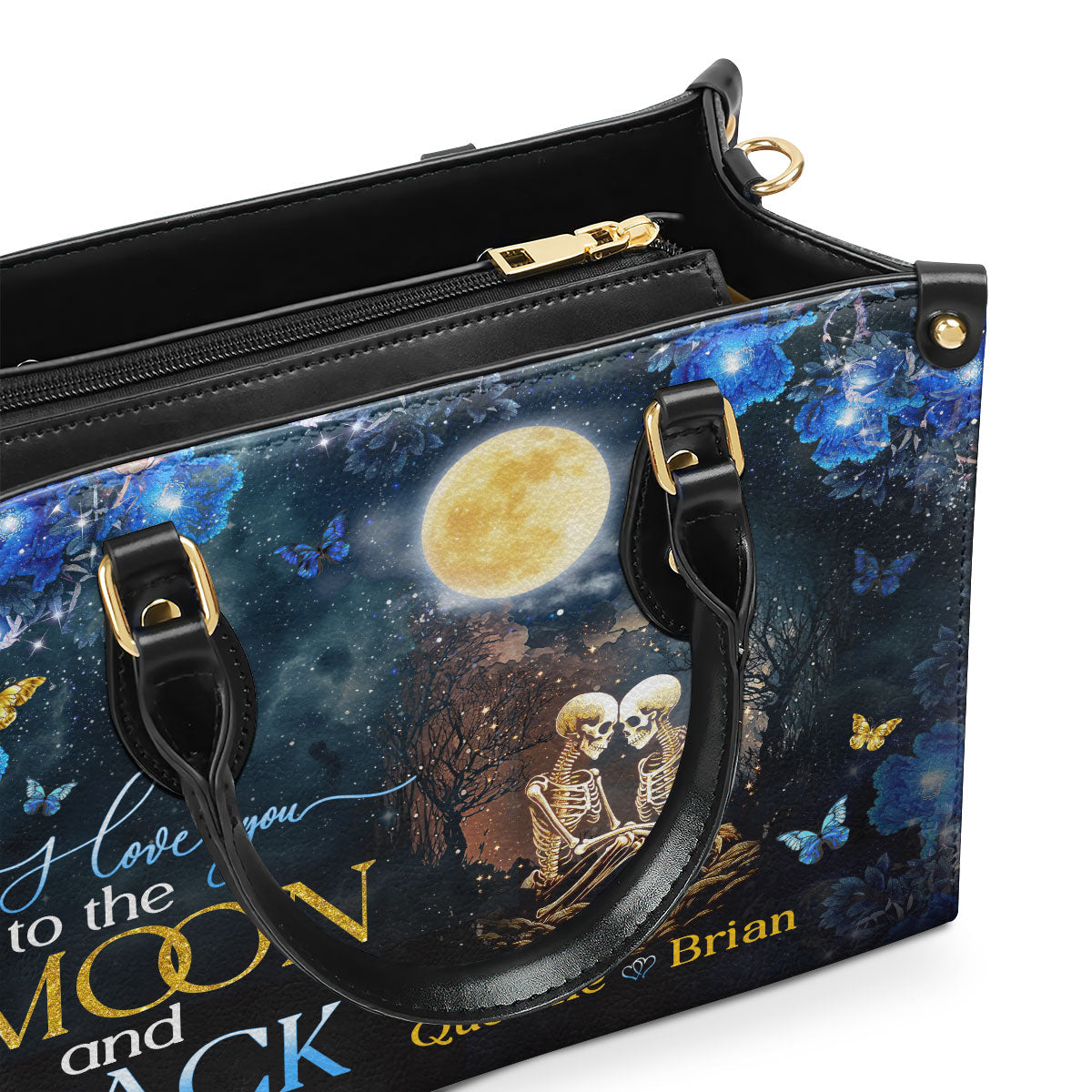 I Love You To The Moon And Back - Personalized Leather Handbag MB72