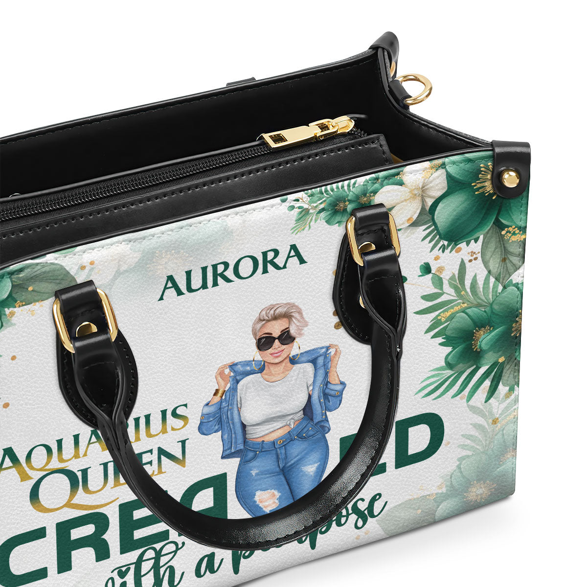 Horoscope Queen Created With A Purpose - Personalized Leather Handbag STB215