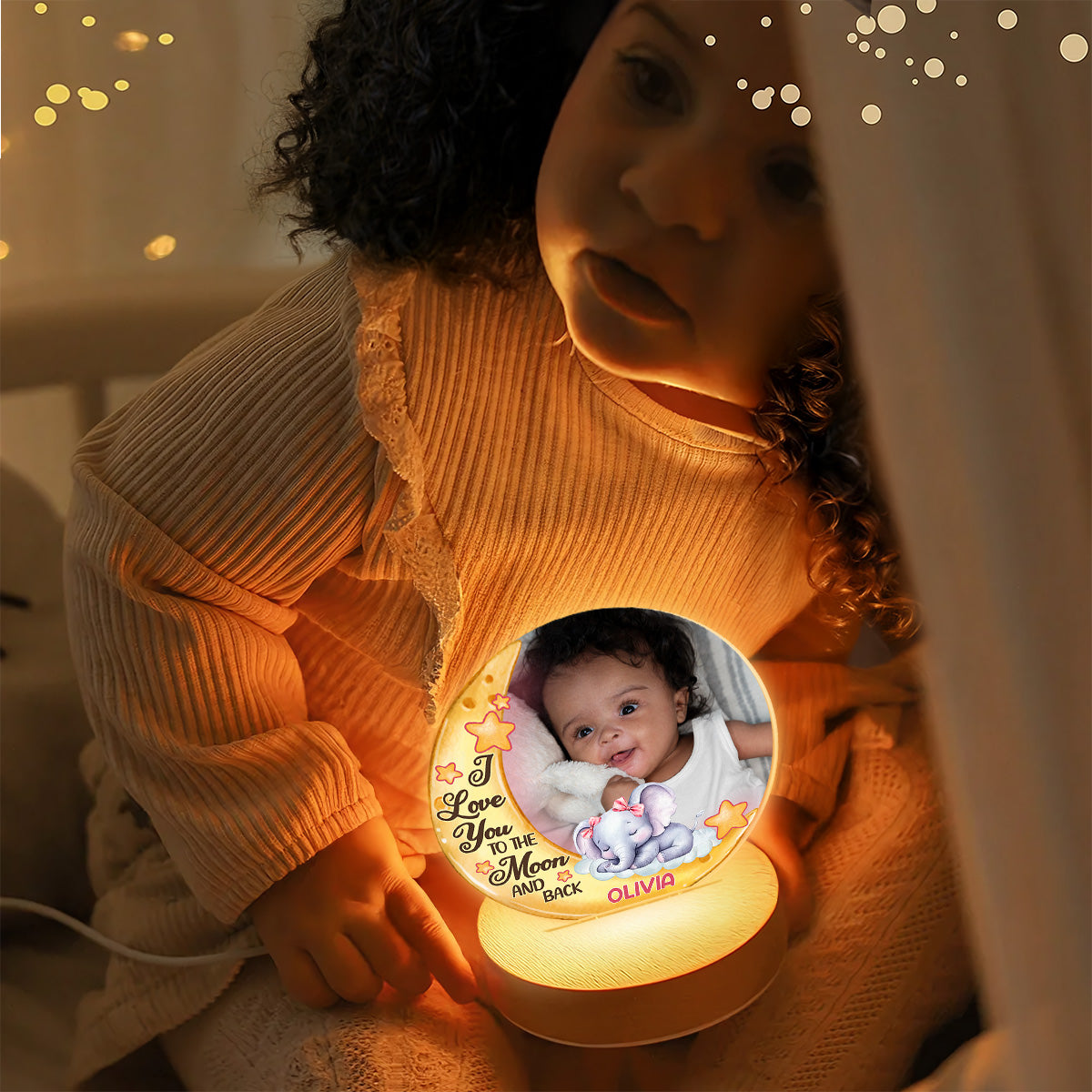 I Love You To The Moon And Back - Personalized Round Base LED Night Light