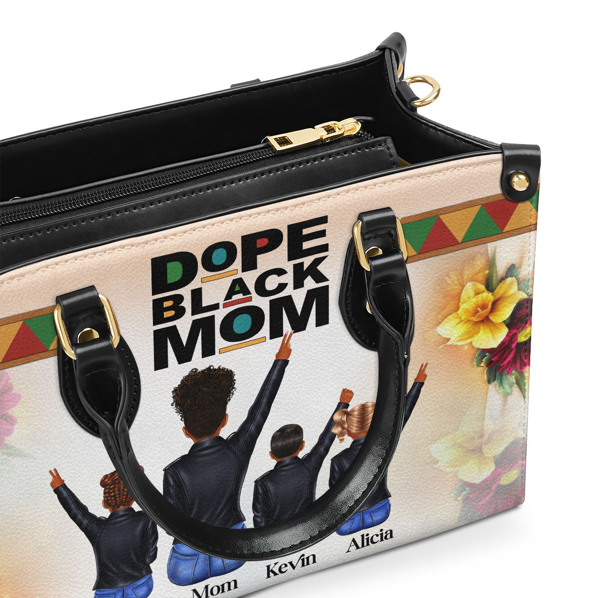Dope Black Mom - Personalized Leather Handbag STB208