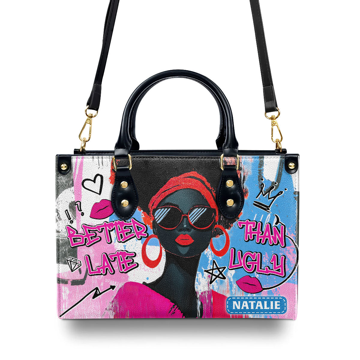 Better Late Than Ugly - Personalized Leather Handbag SBLHBLN2395L