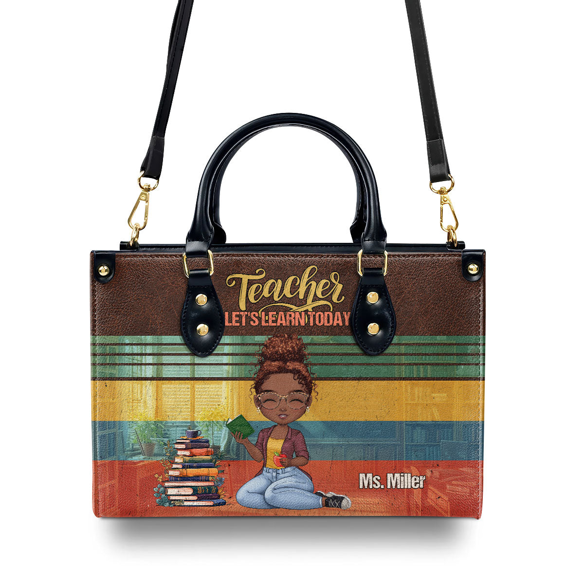 Teacher Let's Learn Today - Personalized Leather Handbag SBLHBLM1000D