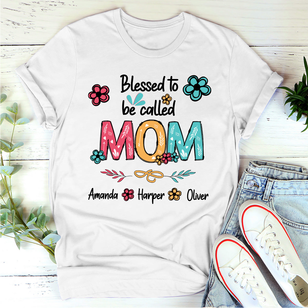 Blessed To Be Called Grandma - Personalized 2D Unisex T-shirt