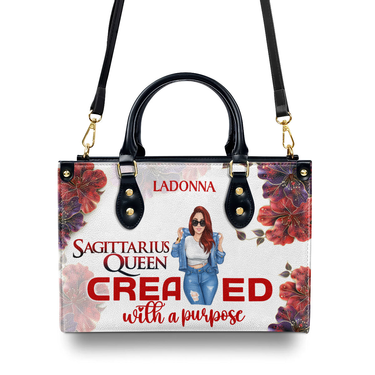 Horoscope Queen Created With A Purpose - Personalized Leather Handbag STB215