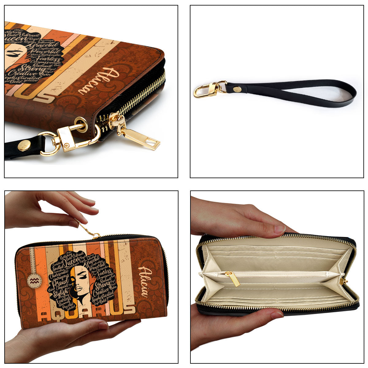 Horoscope - Personalized Leather Clutch Purse STB156