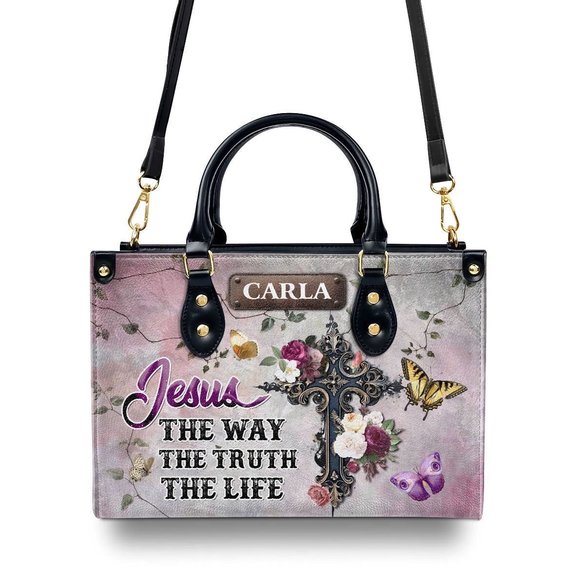 Jesus The Way The Truth The Life - Personalized Leather Handbag SBLHBLHA2310D