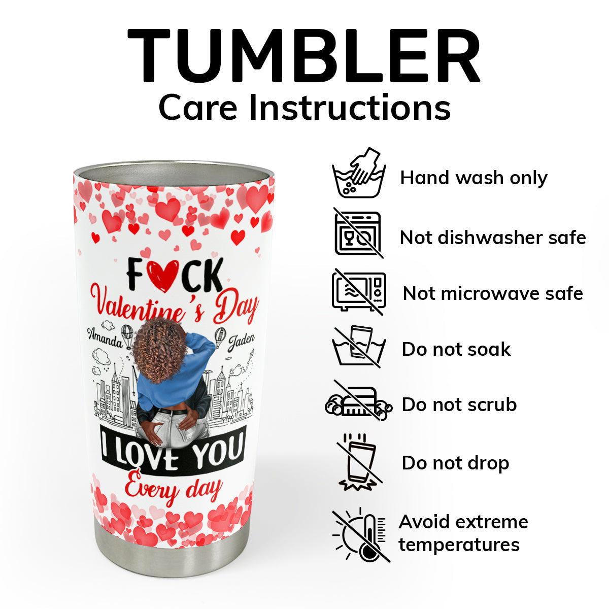 I Love You Every Day - Personalized Stainless Steel Tumbler