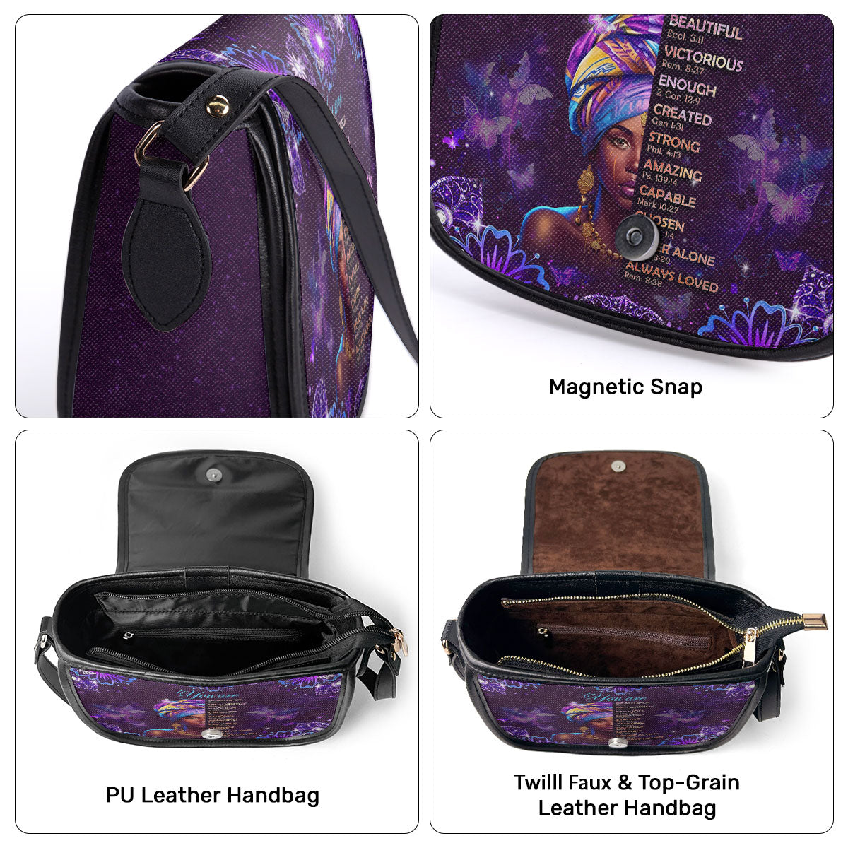 God Says You Are- Personalized Leather Saddle Cross Body Bag MB32