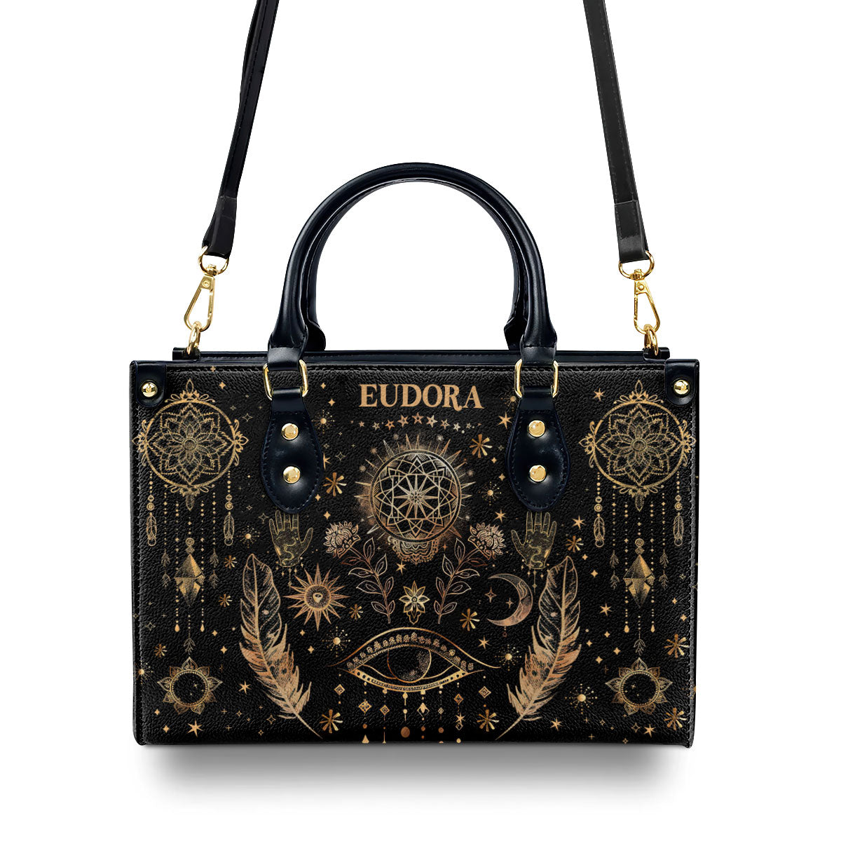 Mystic Moon And Sun - Personalized Leather Handbag SBLHBN09
