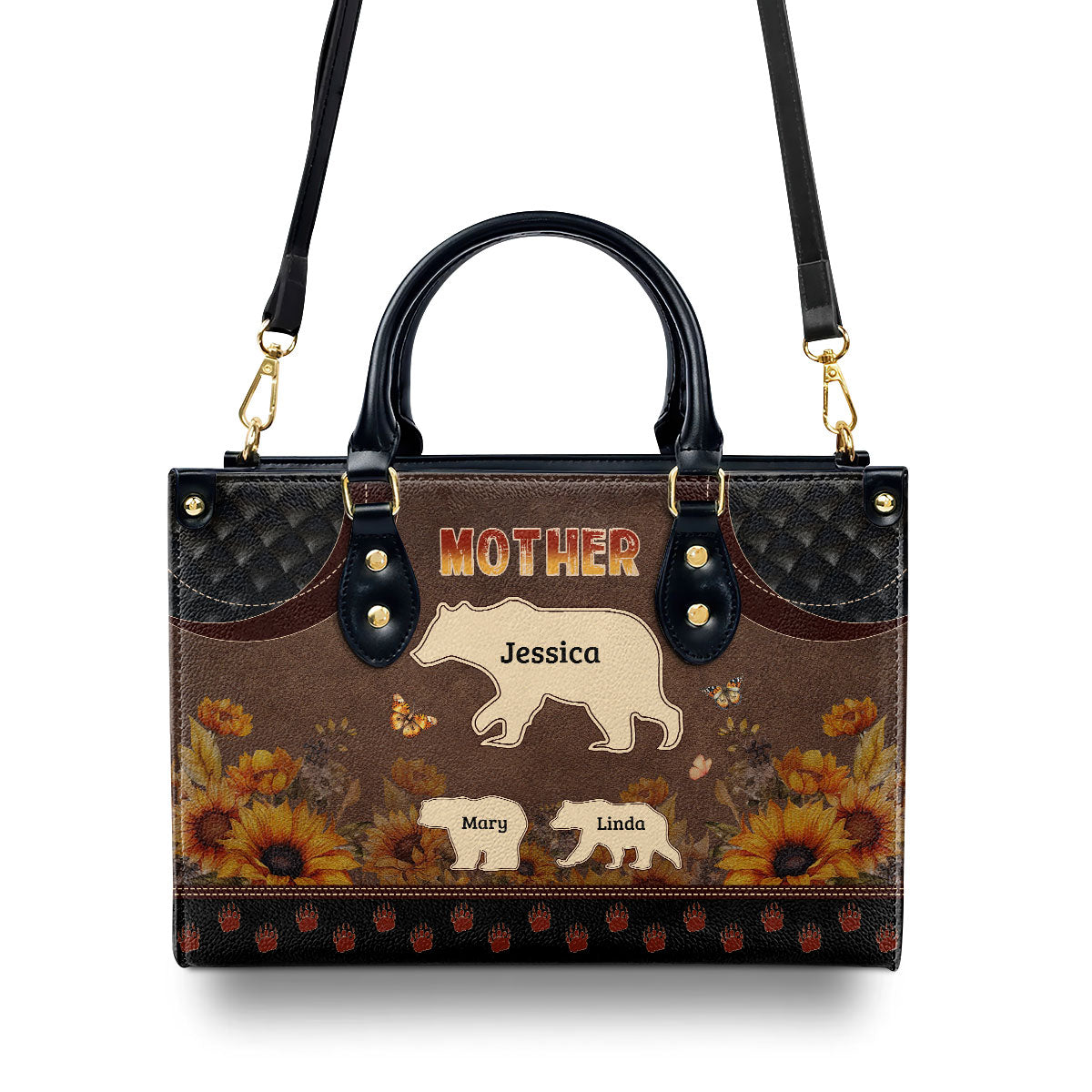 Mama/Mother Bear - Personalized Leather Handbag MB76