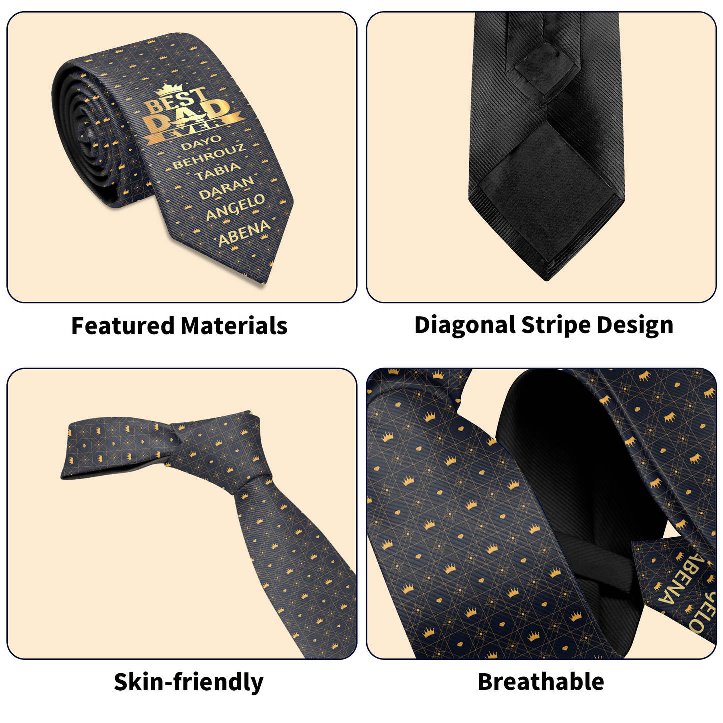 Best Dad Ever - Personalized Unisex Bandana Necktie SBUBNLM1803D