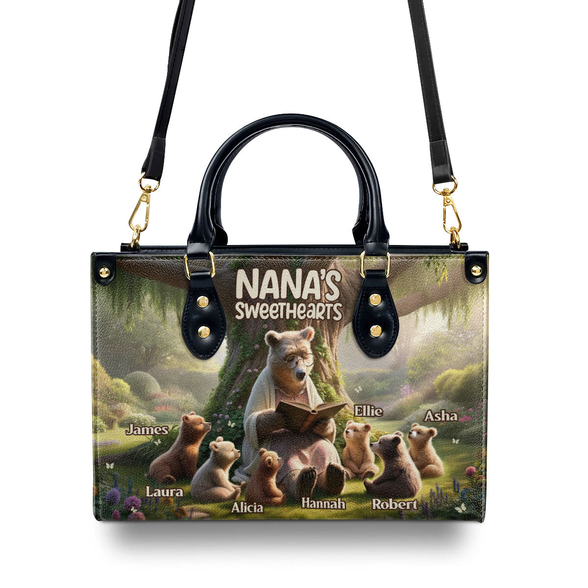 Nana's Sweethearts - Bears Personalized Leather Handbag STB76