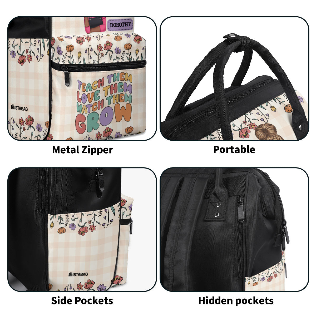 Teach Them Love Them Watch Them Grow - Personalized Duckbilled Backpack SBDBPLN1687D